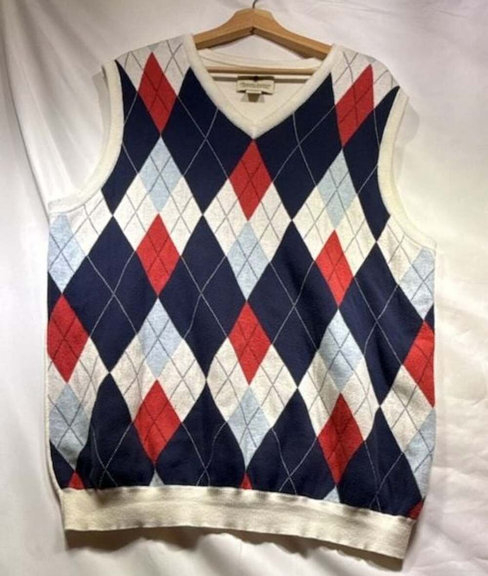 Russell Simmons Argyleculture Men's Argyle V-Neck Knit Sweater Vest Size XL